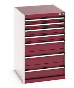 40027031.** Cabinet consists of 2 x 75mm. 2 x 100mm, 1 x 150mm and 2 x 200mm high drawers 100% extension drawer with internal dimensions of 525mm wide x 625mm deep. The...
